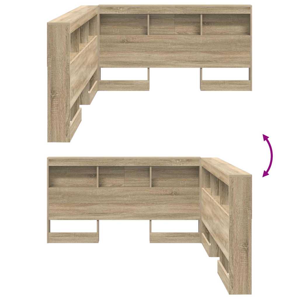 Opberghoofdbord met plank Sonoma Eiken 140 cm Bewerkt hout is nu te koop bij PeponiXL, paradijselijk wonen!