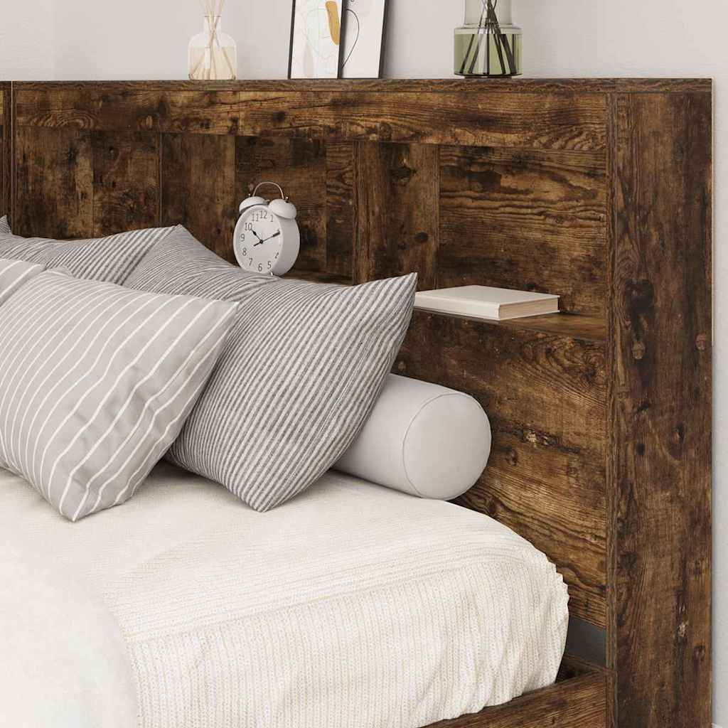 Opberghoofdbord met plank Gerookt eiken 140 cm Bewerkt hout is nu te koop bij PeponiXL, paradijselijk wonen!