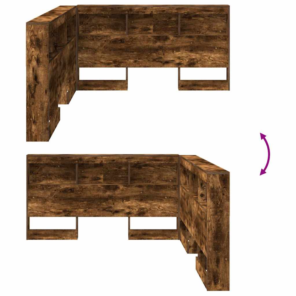 Opberghoofdbord met plank Gerookt eiken 140 cm Bewerkt hout is nu te koop bij PeponiXL, paradijselijk wonen!