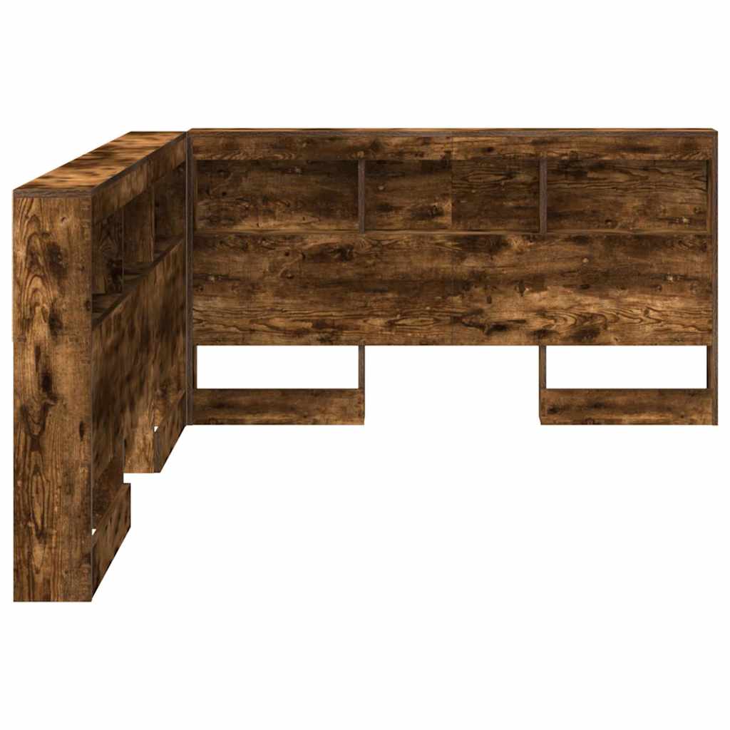 Opberghoofdbord met plank Gerookt eiken 140 cm Bewerkt hout is nu te koop bij PeponiXL, paradijselijk wonen!