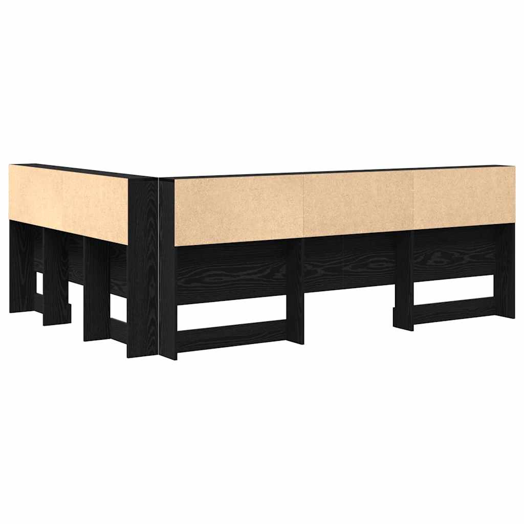 Opberghoofdbord met plank Zwart Eiken 135 cm Bewerkt hout is nu te koop bij PeponiXL, paradijselijk wonen!