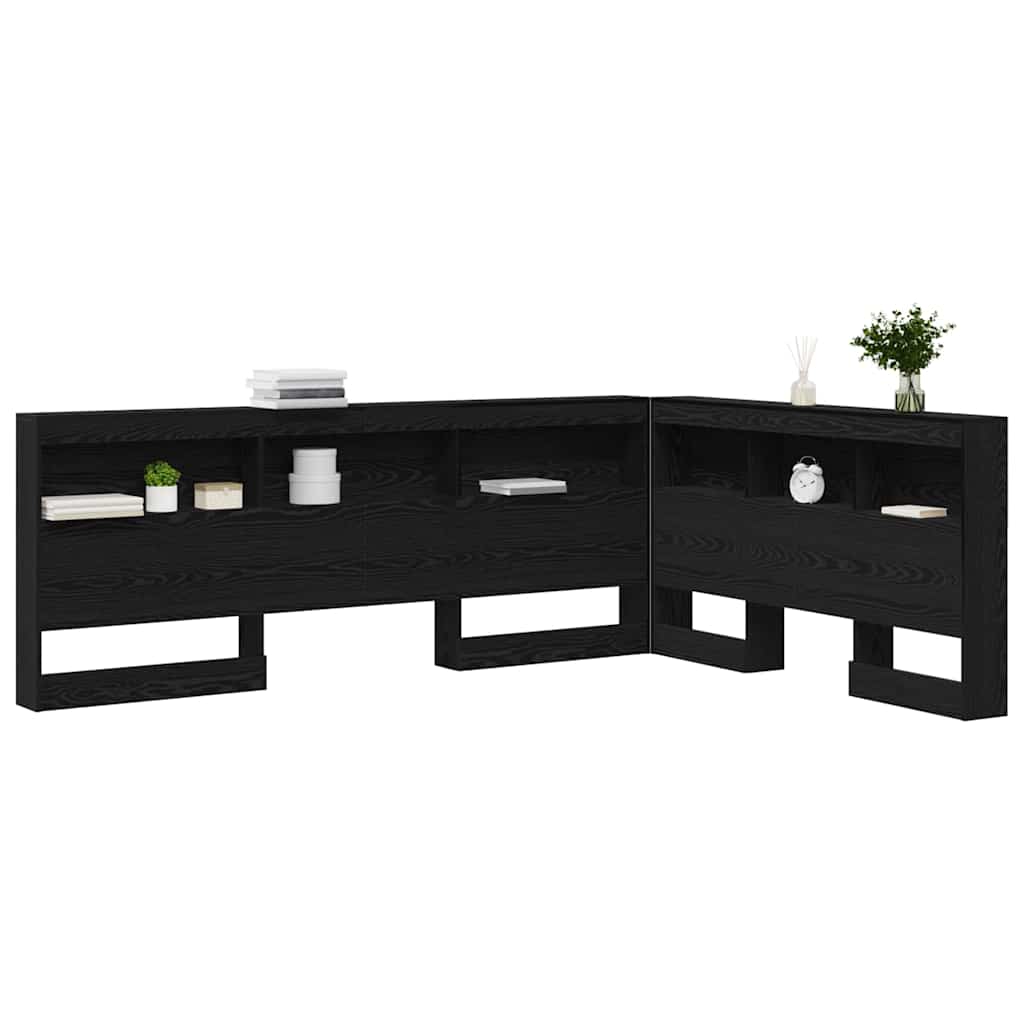 Opberghoofdbord met plank Zwart Eiken 135 cm Bewerkt hout is nu te koop bij PeponiXL, paradijselijk wonen!