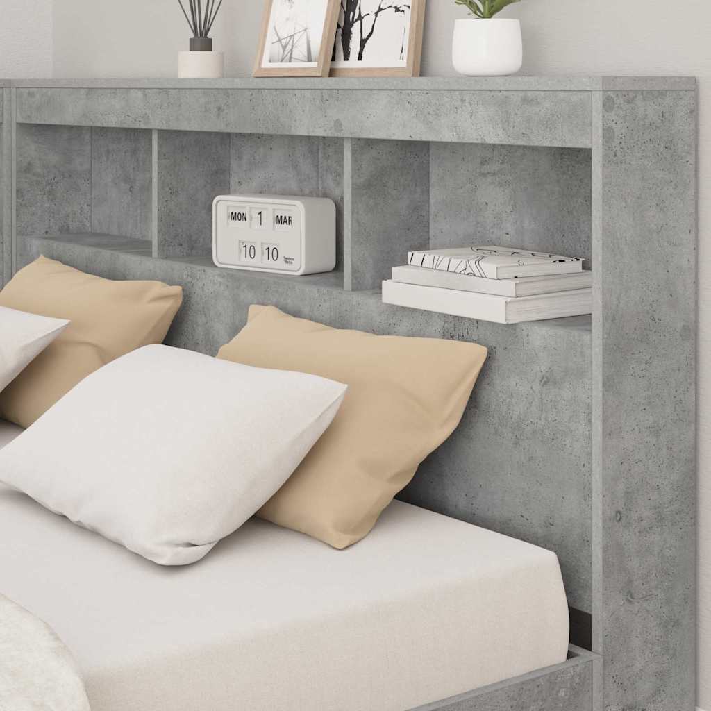 Opberghoofdbord met plank Beton Grijs 135 cm Bewerkt hout is nu te koop bij PeponiXL, paradijselijk wonen!
