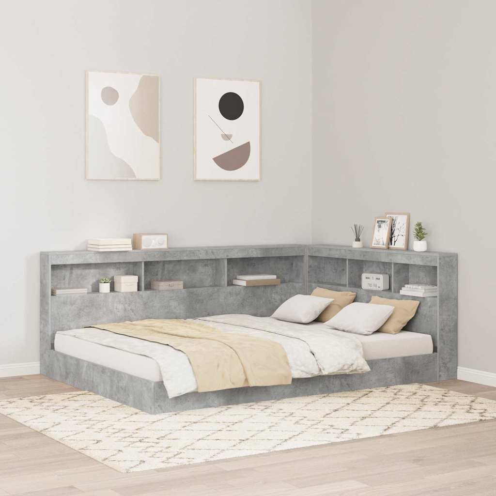 Opberghoofdbord met plank Beton Grijs 135 cm Bewerkt hout is nu te koop bij PeponiXL, paradijselijk wonen!