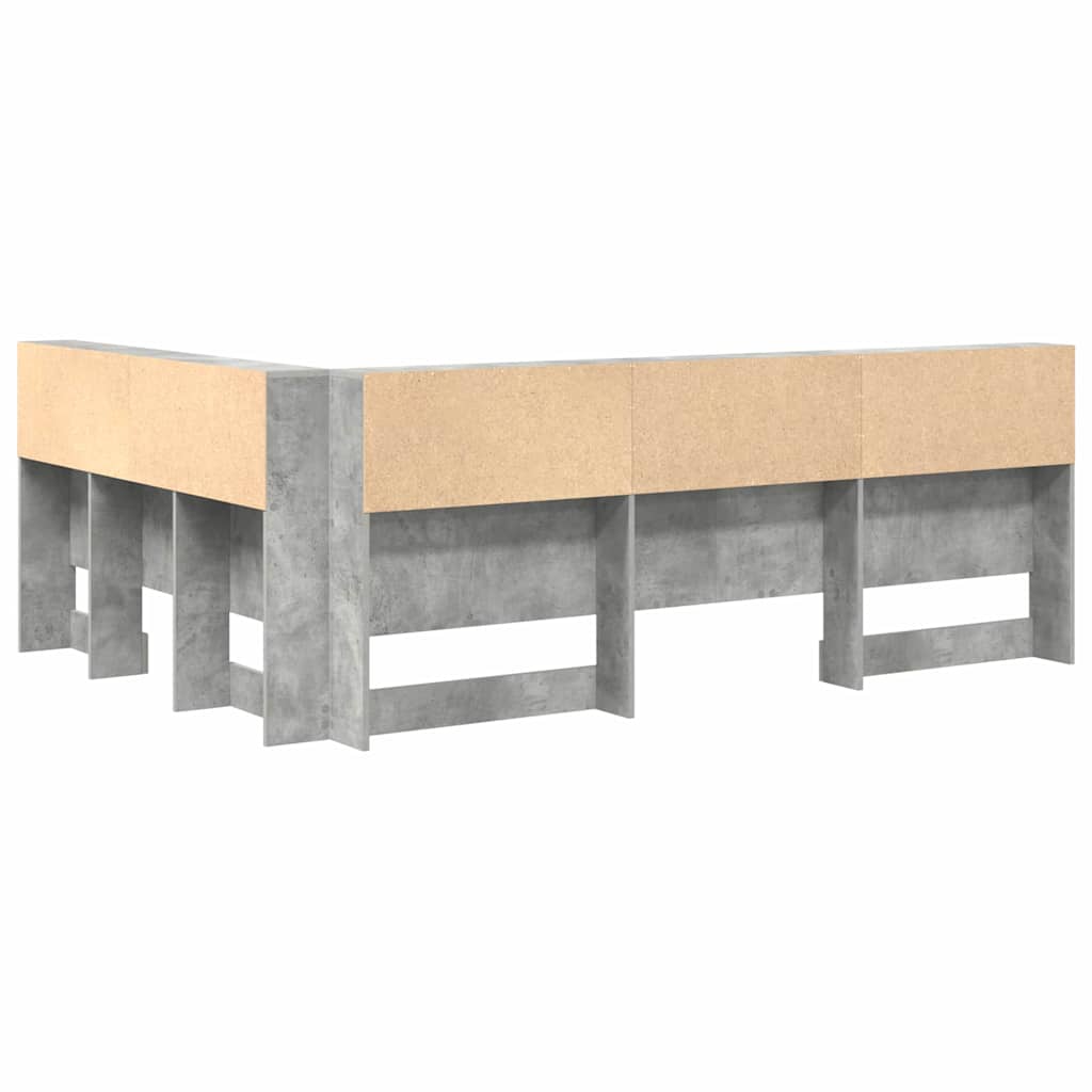 Opberghoofdbord met plank Beton Grijs 135 cm Bewerkt hout is nu te koop bij PeponiXL, paradijselijk wonen!