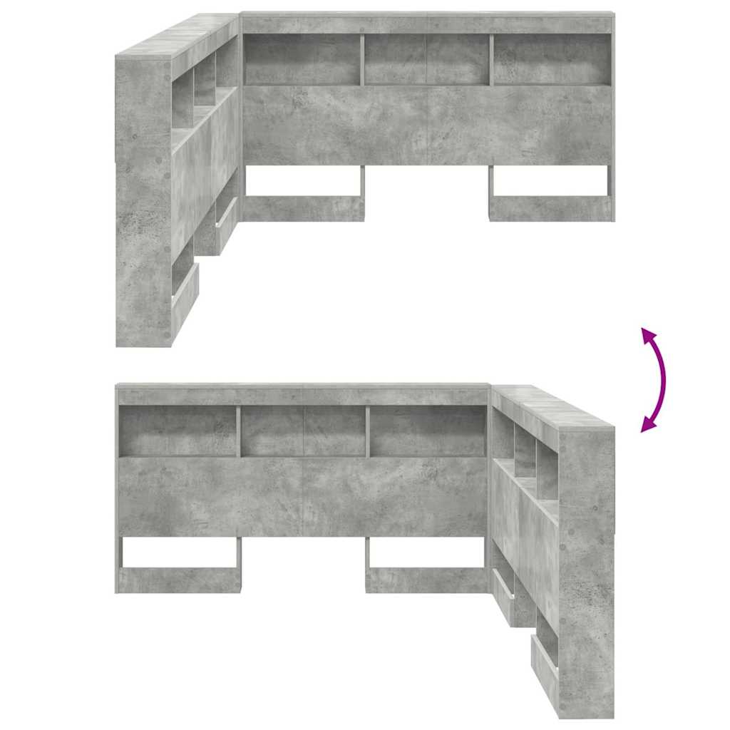 Opberghoofdbord met plank Beton Grijs 135 cm Bewerkt hout is nu te koop bij PeponiXL, paradijselijk wonen!