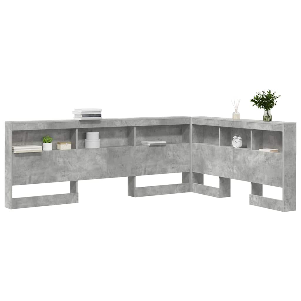 Opberghoofdbord met plank Beton Grijs 135 cm Bewerkt hout is nu te koop bij PeponiXL, paradijselijk wonen!