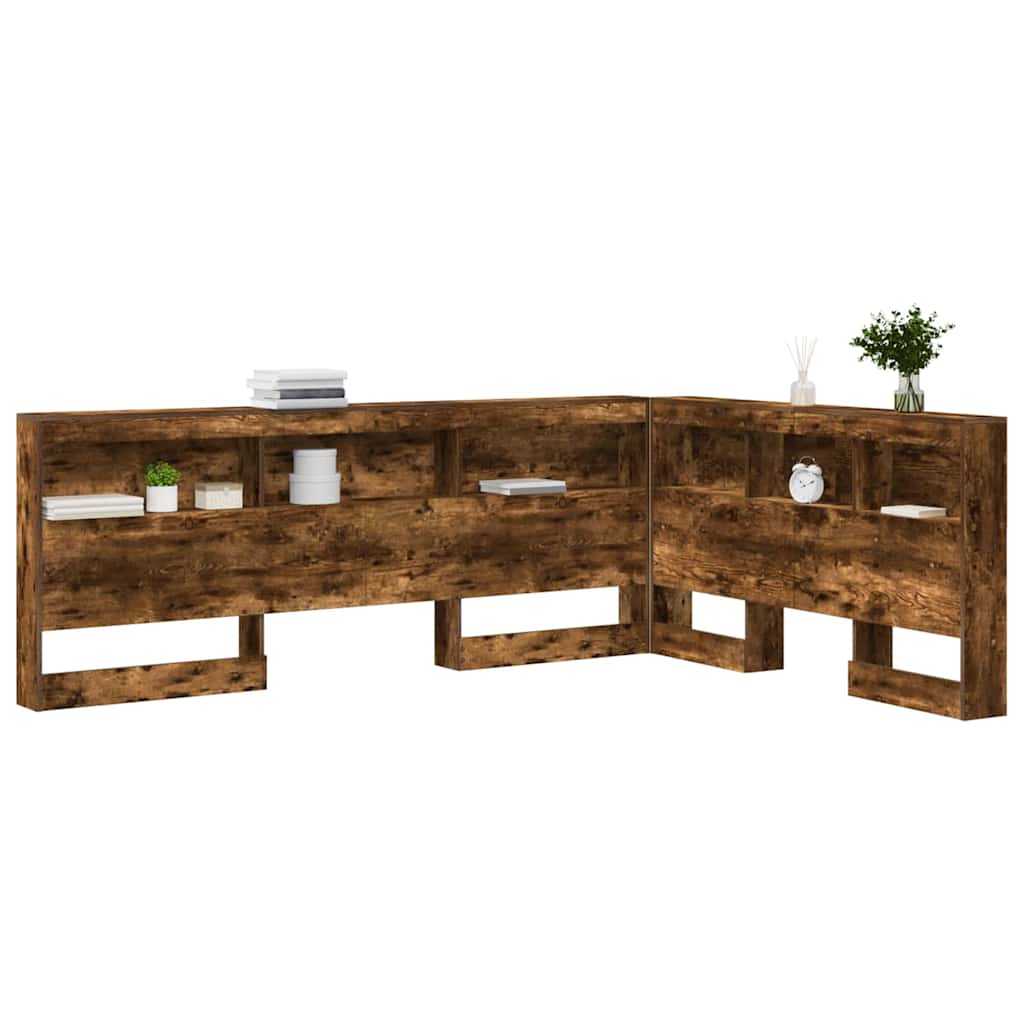 Opberghoofdbord met plank Gerookt eiken 135 cm Bewerkt hout is nu te koop bij PeponiXL, paradijselijk wonen!