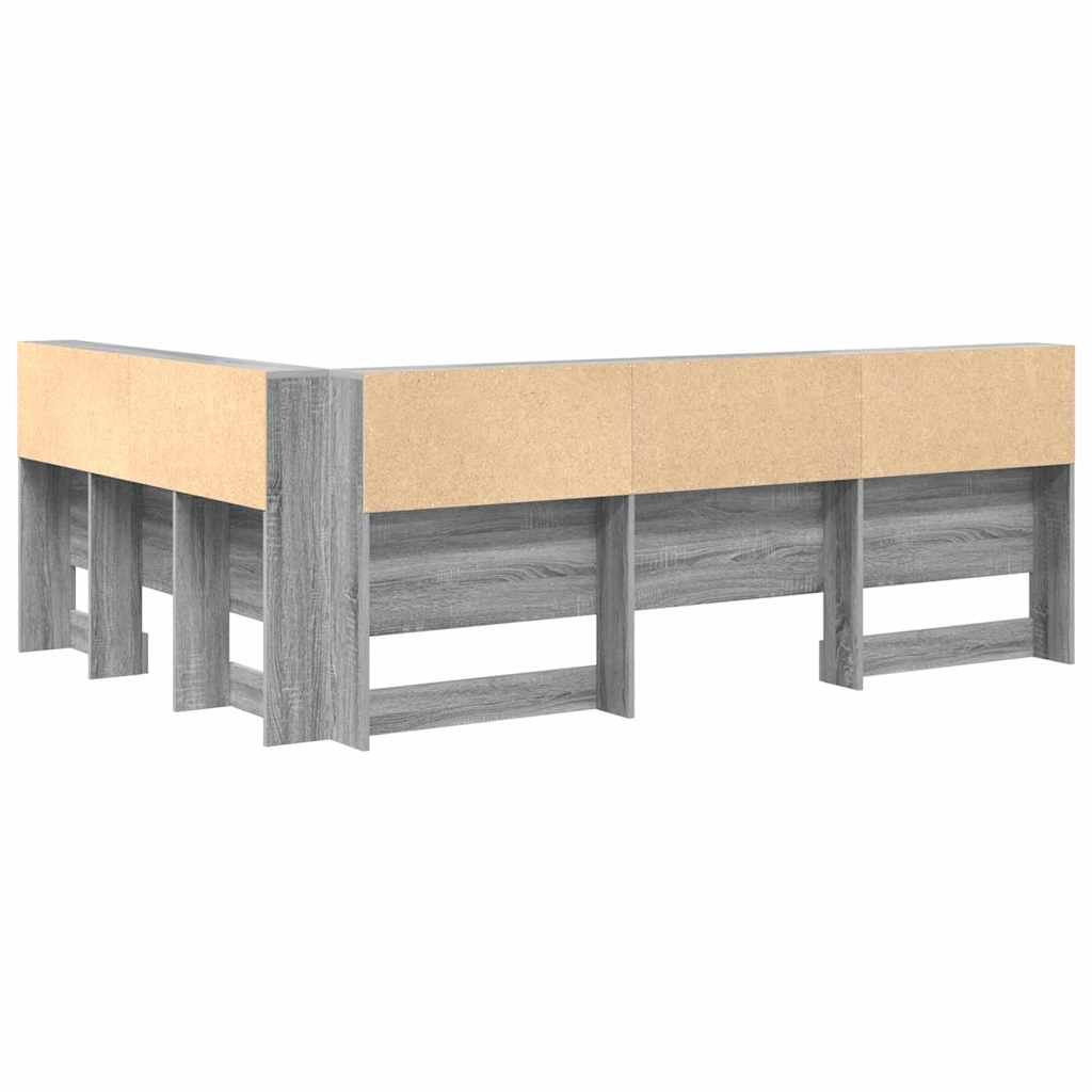 Opberghoofdbord met plank Grijs Sonoma 135 cm Bewerkt hout is nu te koop bij PeponiXL, paradijselijk wonen!