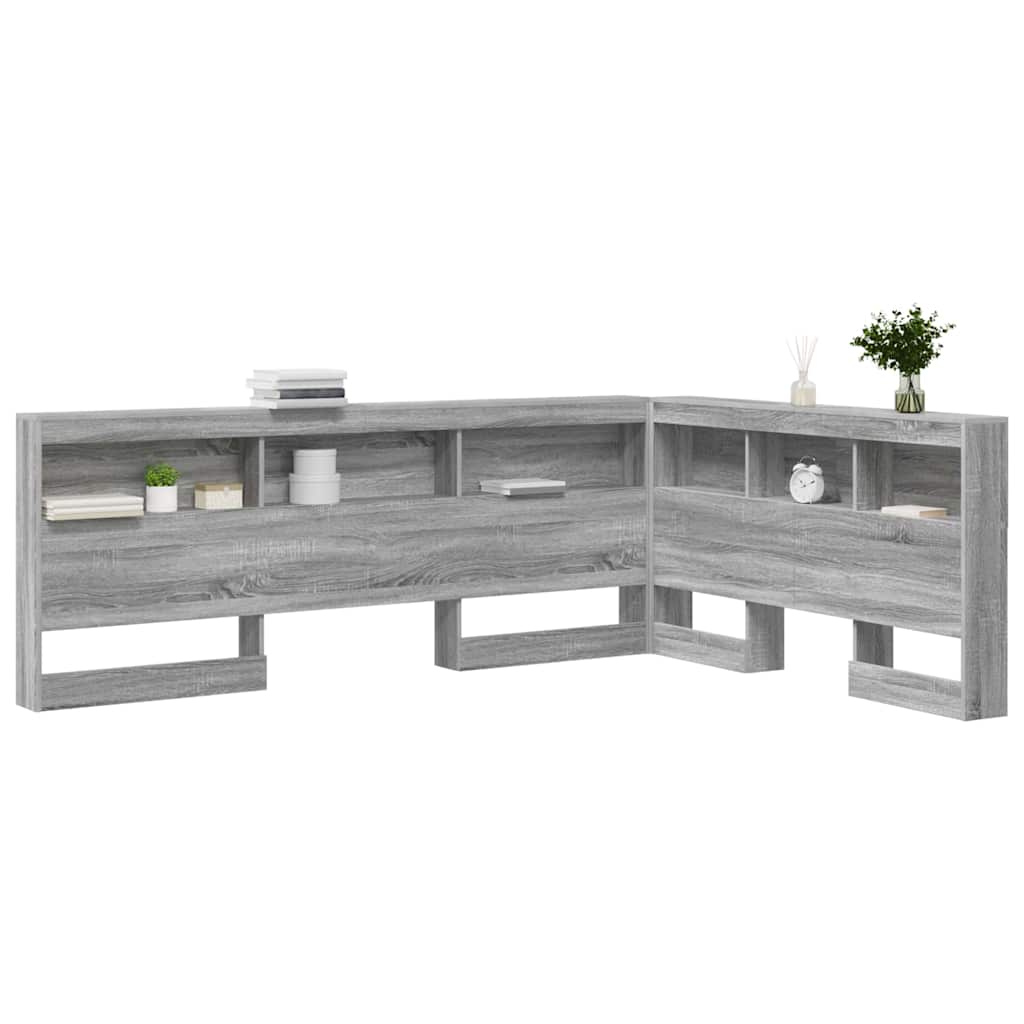 Opberghoofdbord met plank Grijs Sonoma 135 cm Bewerkt hout is nu te koop bij PeponiXL, paradijselijk wonen!