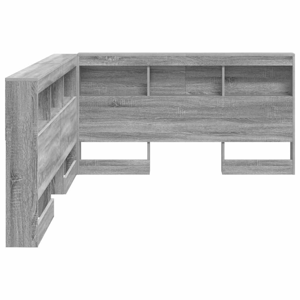 Opberghoofdbord met plank Grijs Sonoma 135 cm Bewerkt hout is nu te koop bij PeponiXL, paradijselijk wonen!