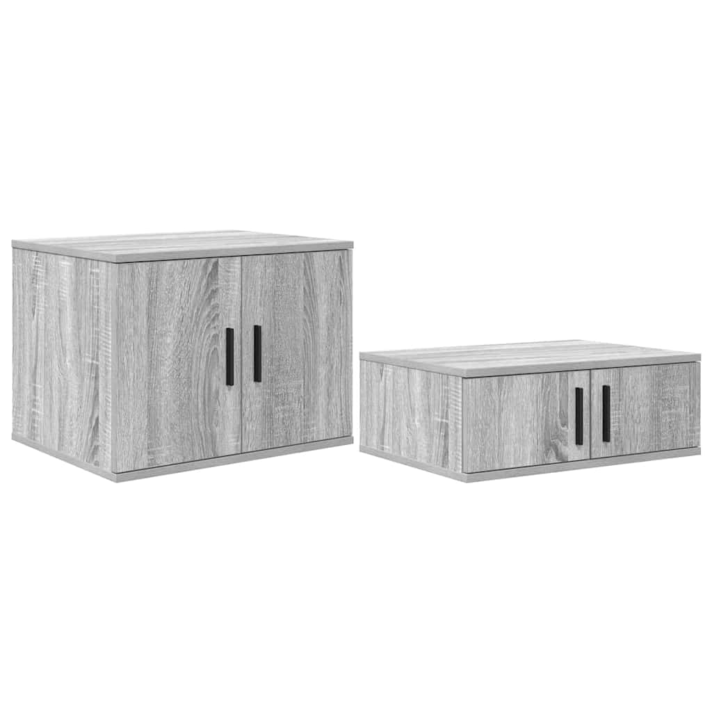 Opbergbedframe met plank Grijs Sonoma 90 cm Bewerkt hout