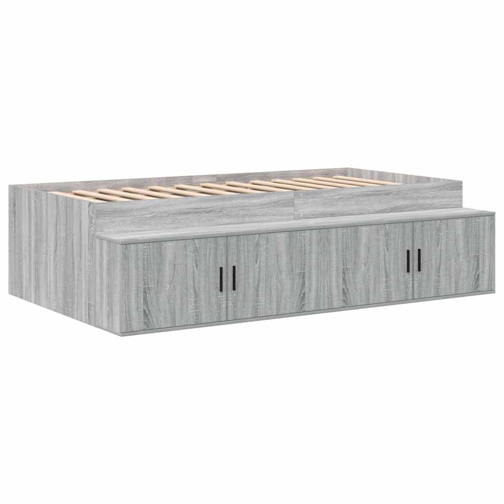Opbergbedframe met plank Grijs Sonoma 90 cm Bewerkt hout