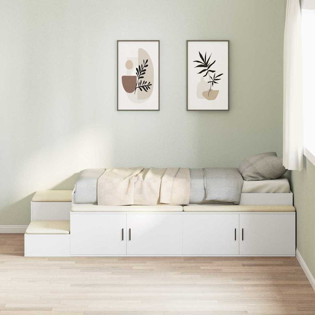 Opbergbedframe met opslag Wit 80 cm Bewerkt hout is nu te koop bij PeponiXL, paradijselijk wonen!