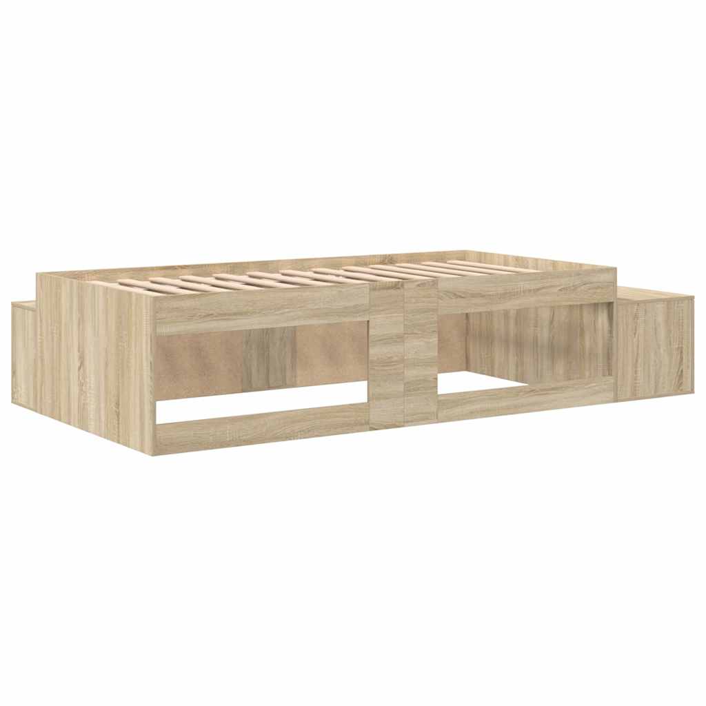 Opbergbedframe met opslag Sonoma Eiken 80 cm Bewerkt hout is nu te koop bij PeponiXL, paradijselijk wonen!
