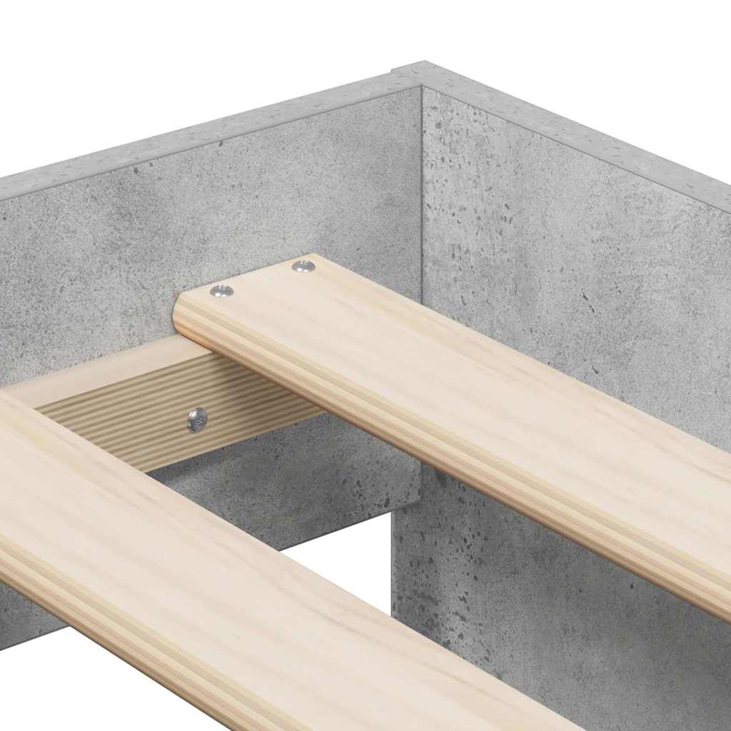 Opbergbedframe met opslag Beton Grijs 80 cm Bewerkt hout is nu te koop bij PeponiXL, paradijselijk wonen!