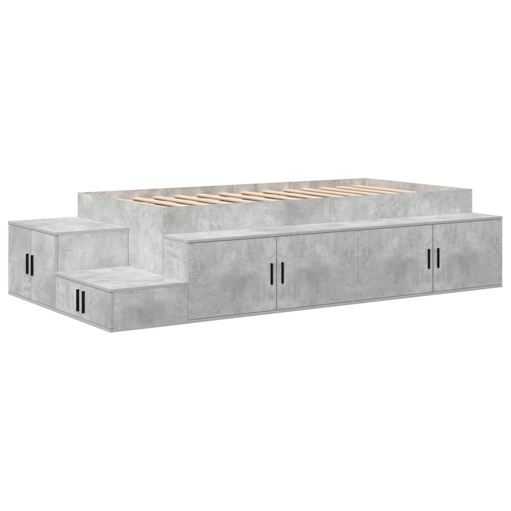 Opbergbedframe met opslag Beton Grijs 80 cm Bewerkt hout is nu te koop bij PeponiXL, paradijselijk wonen!