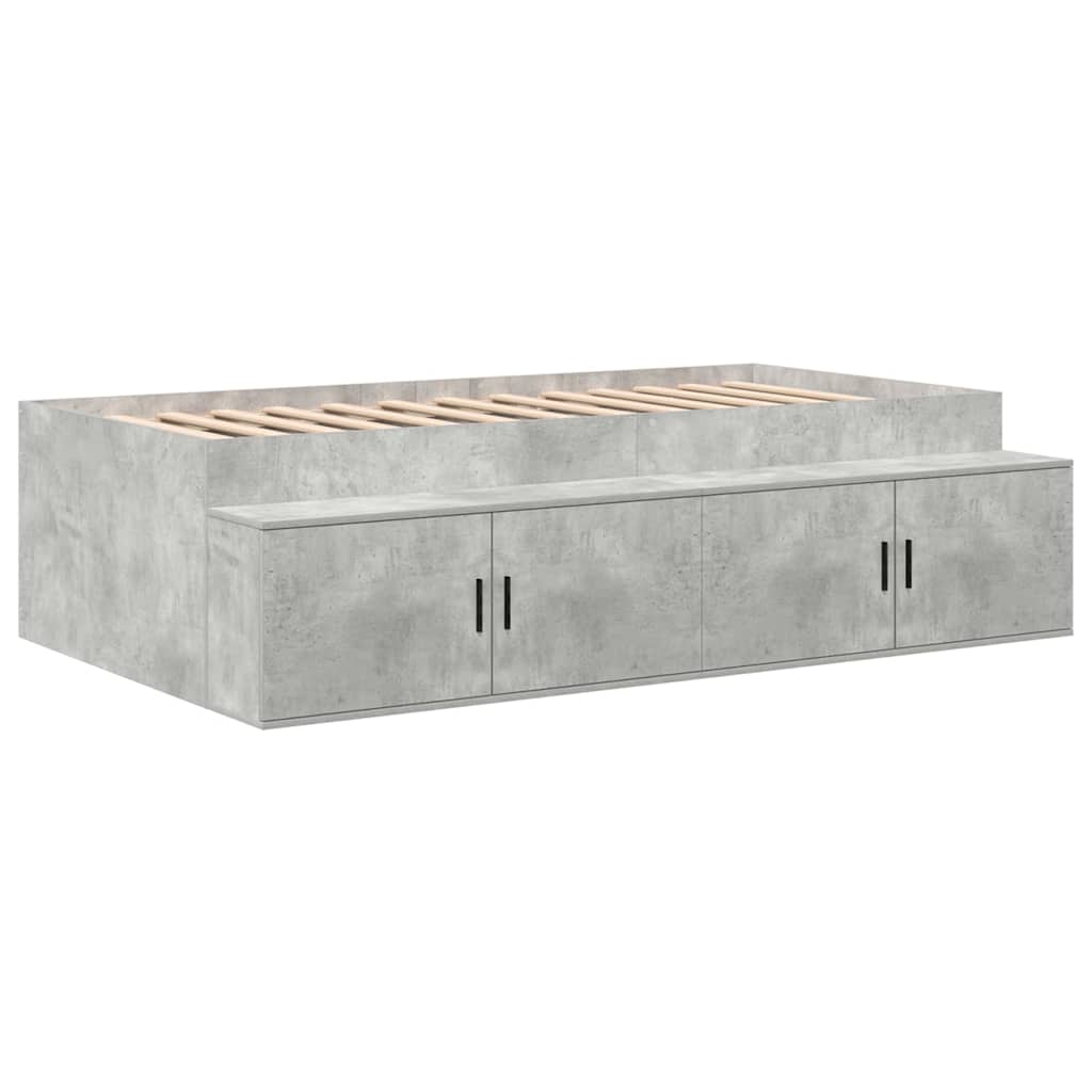 Opbergbedframe met opslag Beton Grijs 80 cm Bewerkt hout is nu te koop bij PeponiXL, paradijselijk wonen!