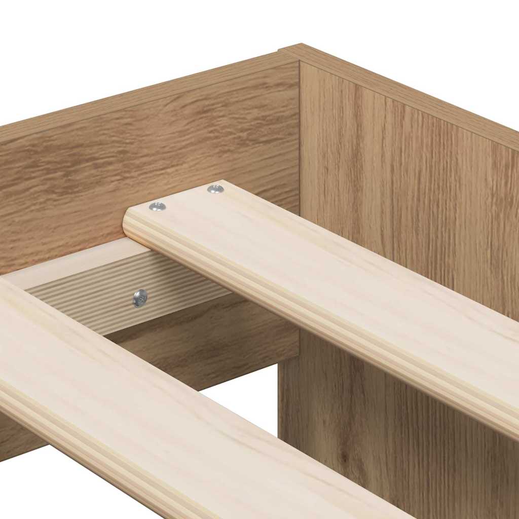 Opbergbedframe met opslag Artisan Eiken 80 cm Bewerkt hout is nu te koop bij PeponiXL, paradijselijk wonen!
