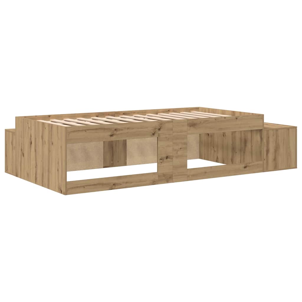 Opbergbedframe met opslag Artisan Eiken 80 cm Bewerkt hout is nu te koop bij PeponiXL, paradijselijk wonen!