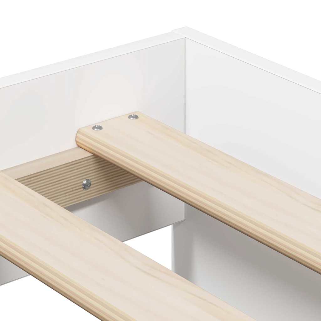 Opbergbedframe met opslag Wit 75 cm Bewerkt hout is nu te koop bij PeponiXL, paradijselijk wonen!