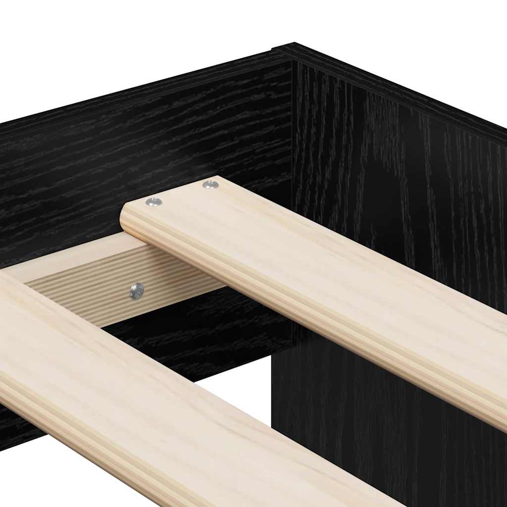 Opbergbedframe Zwart eiken 234 x 103 x 53.5 cm Bewerkt hout is nu te koop bij PeponiXL, paradijselijk wonen!
