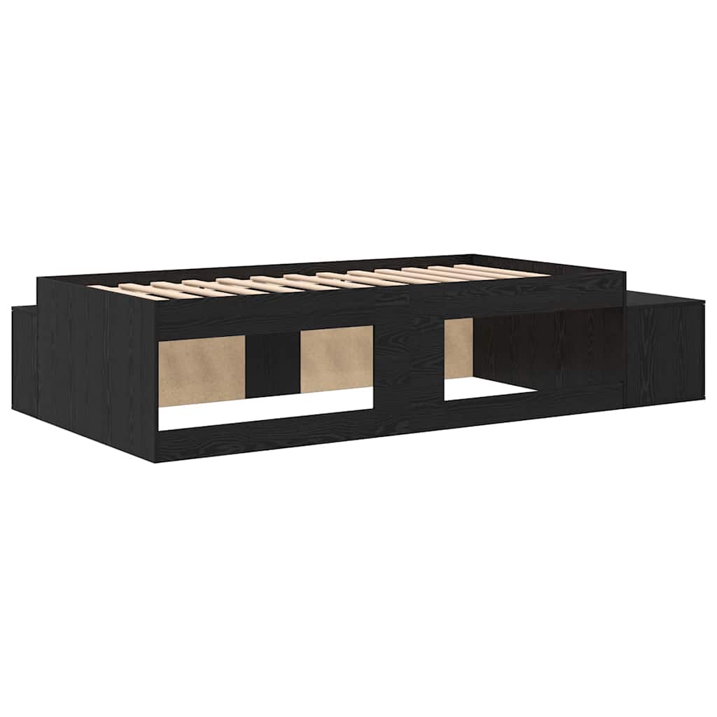 Opbergbedframe Zwart eiken 234 x 103 x 53.5 cm Bewerkt hout is nu te koop bij PeponiXL, paradijselijk wonen!