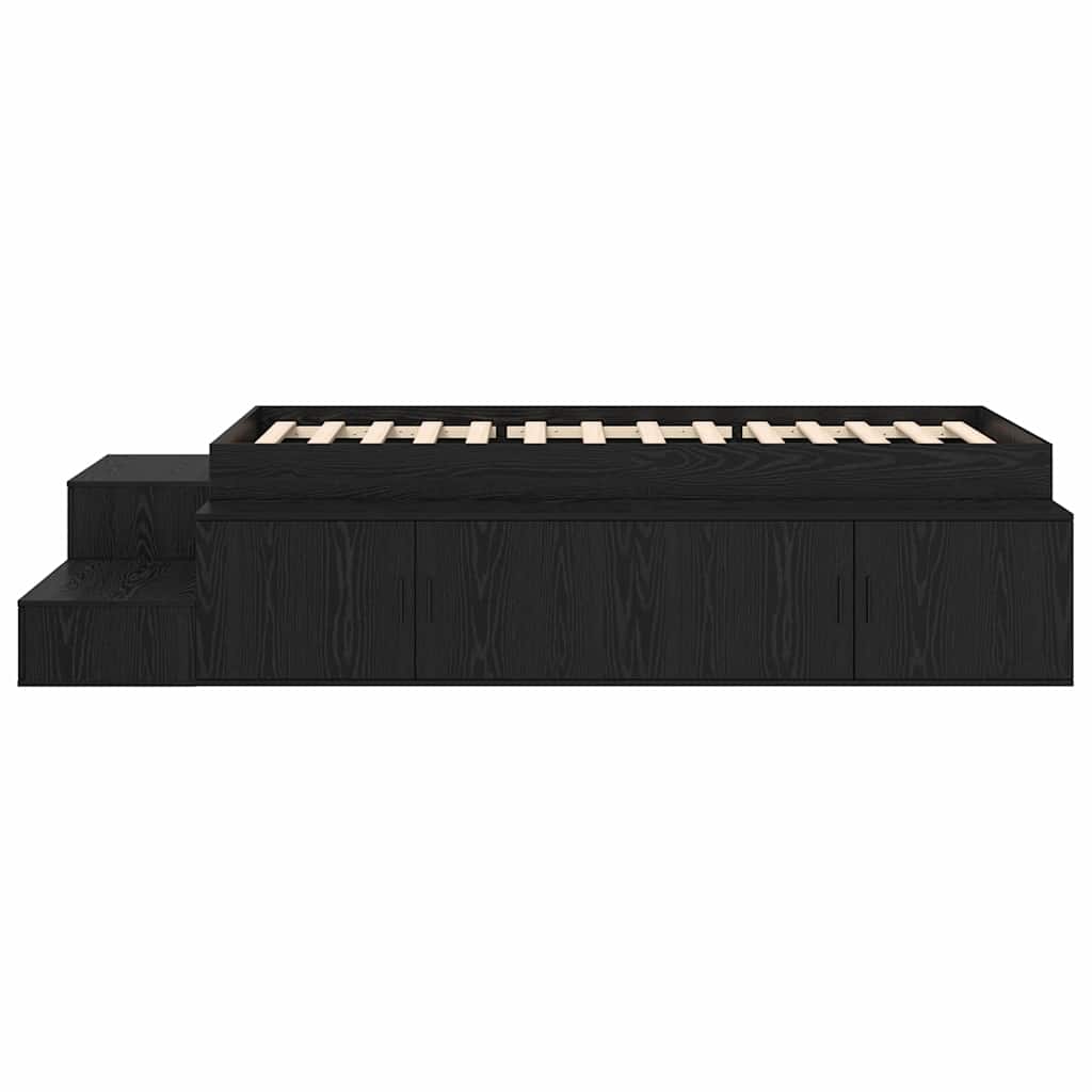 Opbergbedframe Zwart eiken 234 x 103 x 53.5 cm Bewerkt hout is nu te koop bij PeponiXL, paradijselijk wonen!