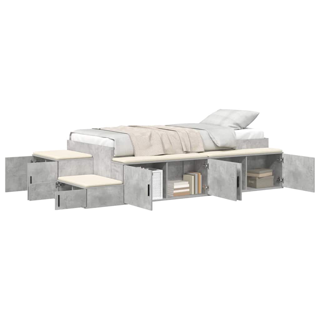 Opbergbedframe met opslag Beton Grijs 75 cm Bewerkt hout is nu te koop bij PeponiXL, paradijselijk wonen!