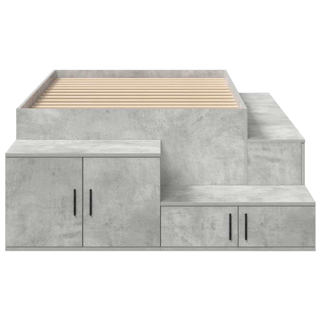 Opbergbedframe met opslag Beton Grijs 75 cm Bewerkt hout is nu te koop bij PeponiXL, paradijselijk wonen!