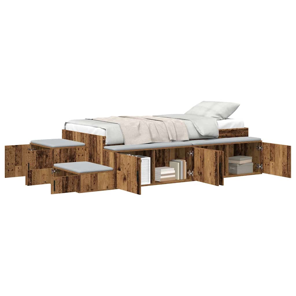 Opbergbedframe Oud hout 234 x 103 x 53.5 cm Bewerkt hout is nu te koop bij PeponiXL, paradijselijk wonen!