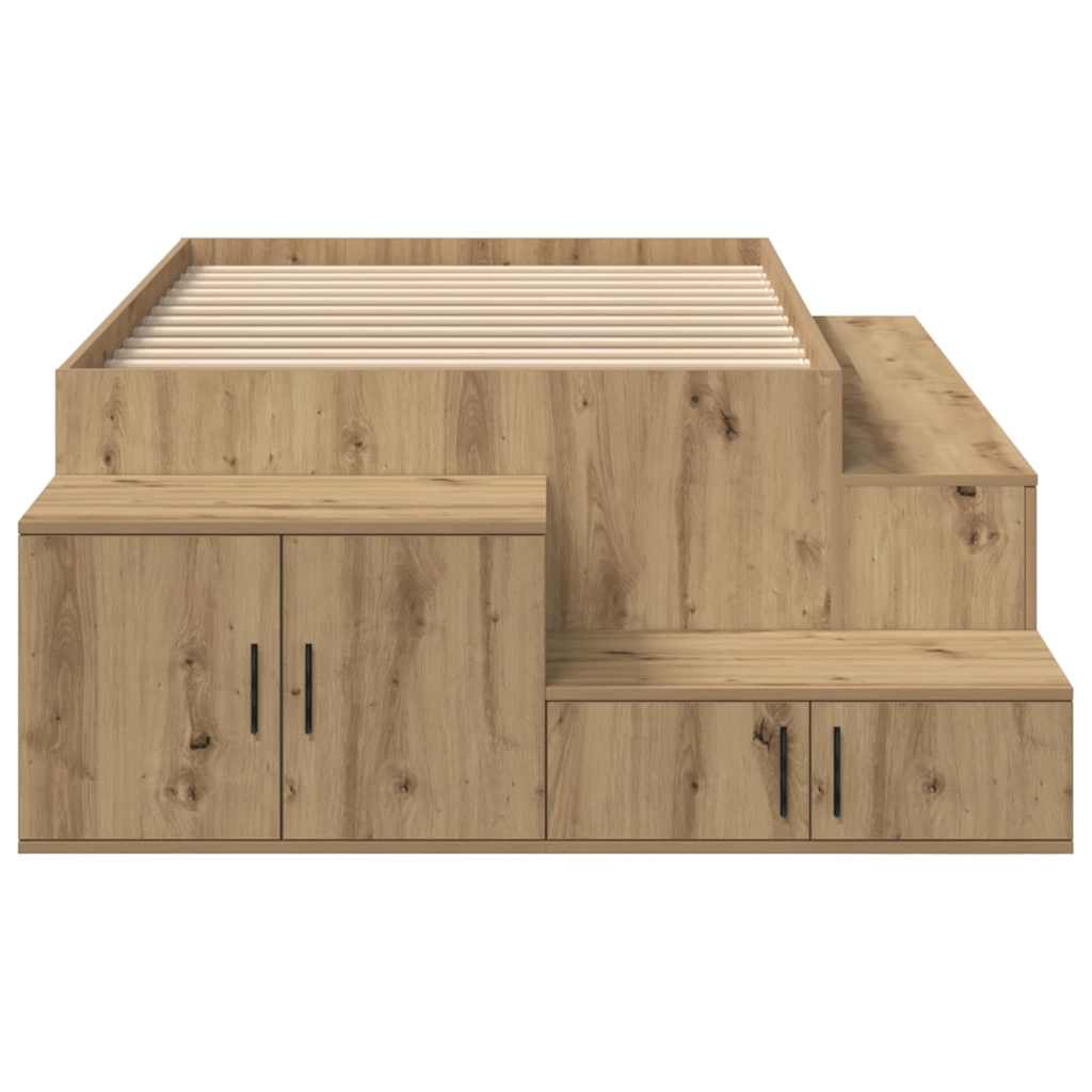 Opbergbedframe met opslag Artisan Eiken 75 cm Bewerkt hout is nu te koop bij PeponiXL, paradijselijk wonen!