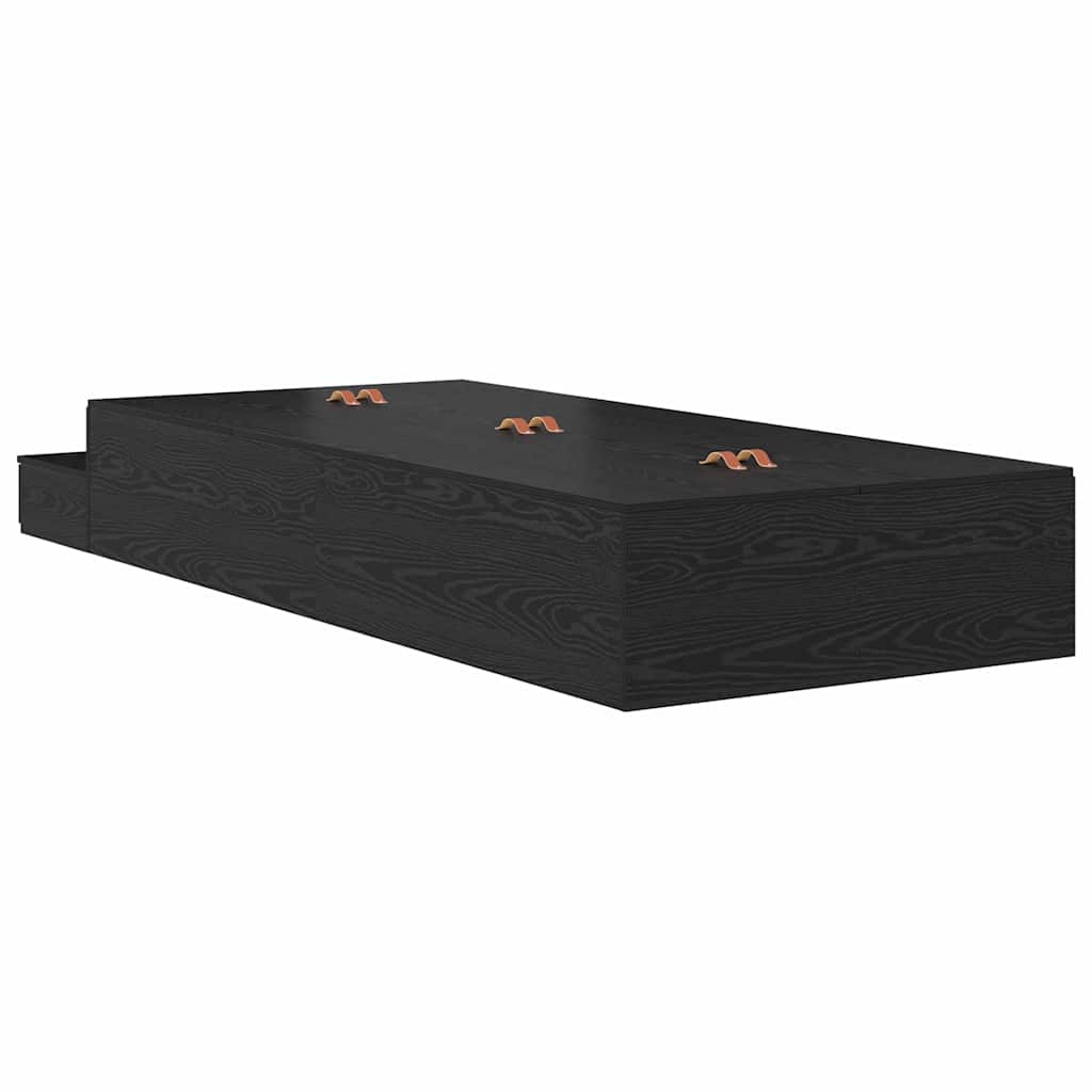 Opbergbedframe met lade Zwart Eiken 80 cm Bewerkt hout is nu te koop bij PeponiXL, paradijselijk wonen!