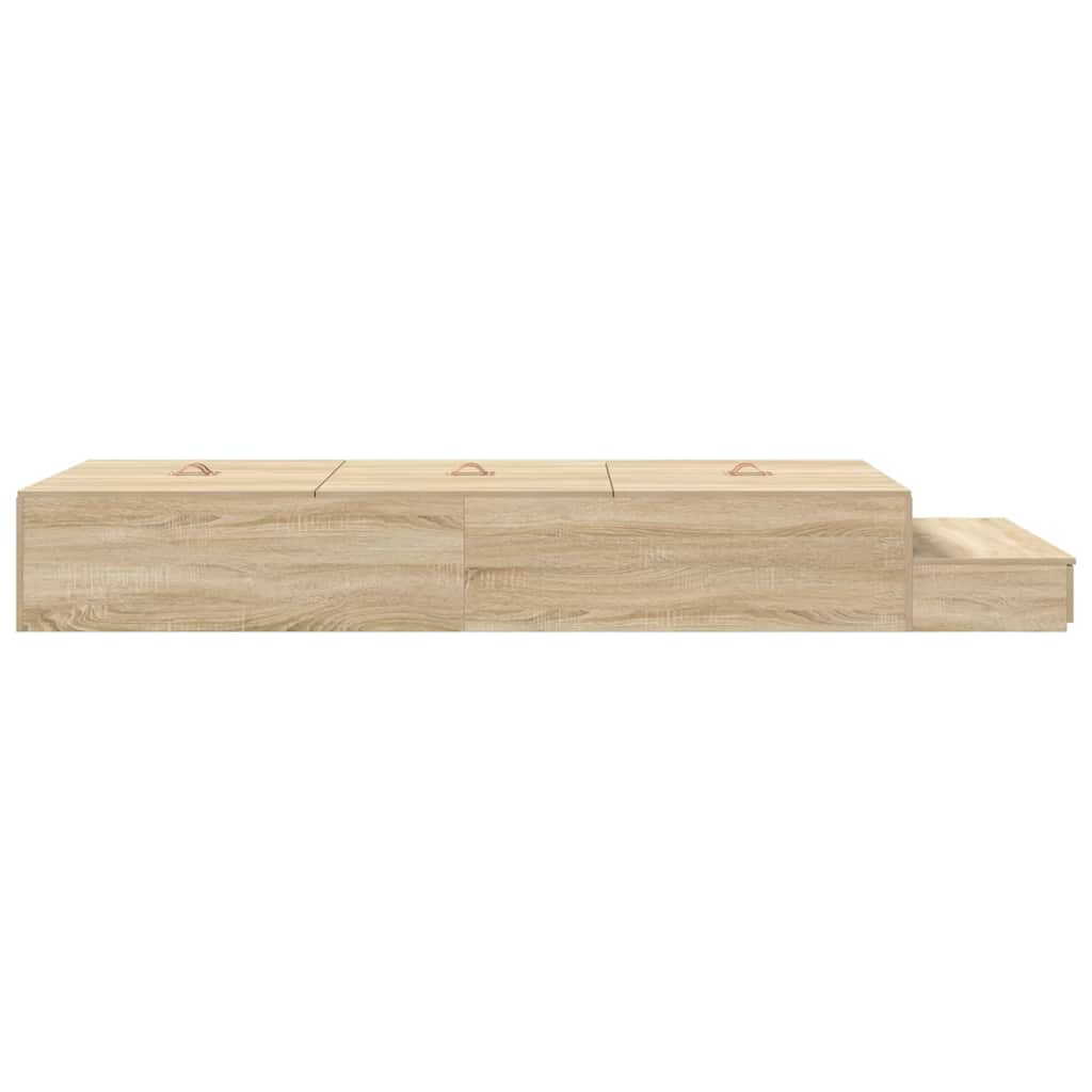 Opbergbedframe met lade Sonoma Eiken 80 cm Bewerkt hout is nu te koop bij PeponiXL, paradijselijk wonen!