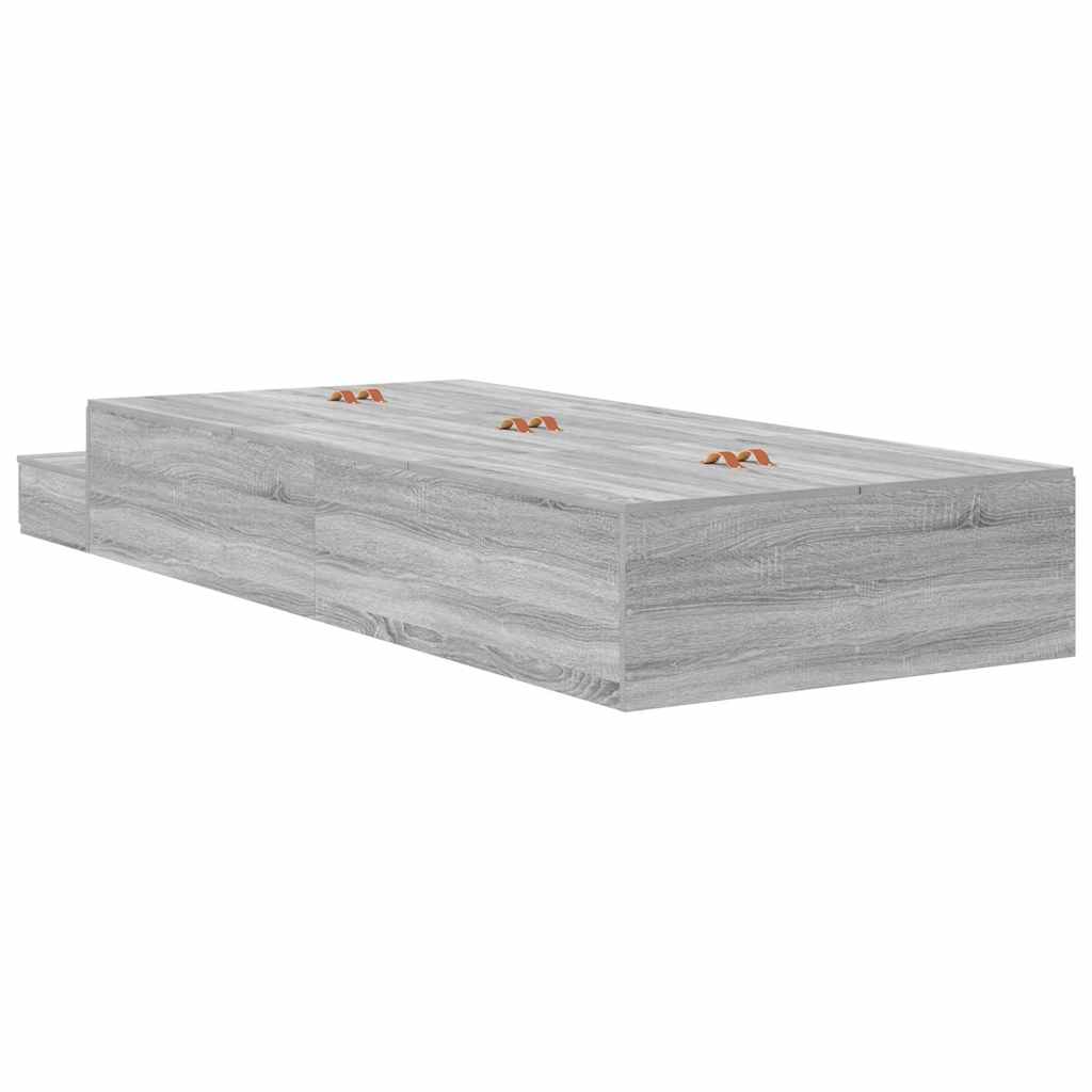 Opbergbedframe met lade Grijs Sonoma 80 cm Bewerkt hout is nu te koop bij PeponiXL, paradijselijk wonen!