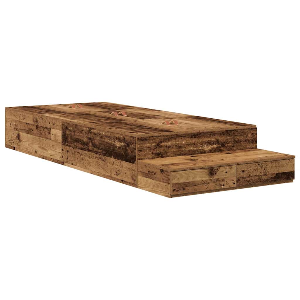 Opbergbedframe met lade met opslag Oud Hout 80 cm Bewerkt hout