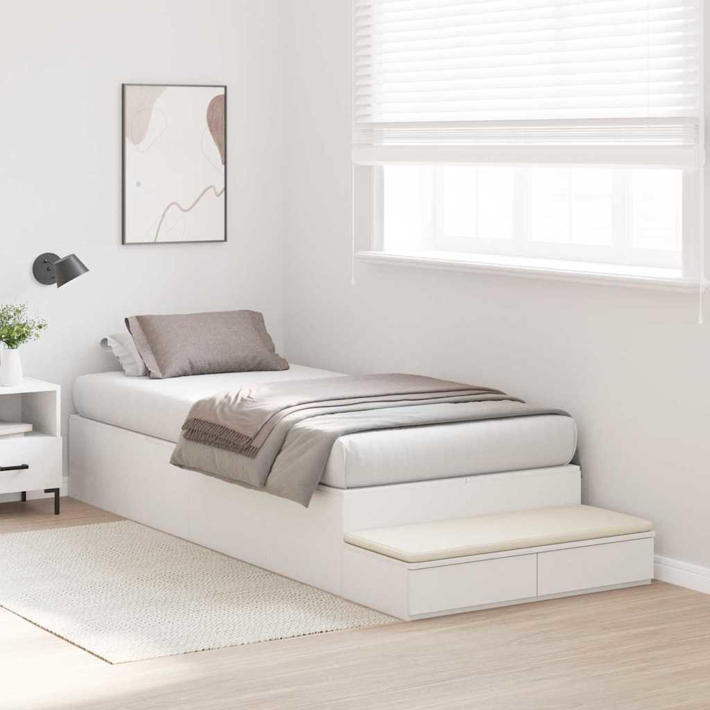 Opbergbedframe met lade met opslag Wit 90 cm Bewerkt hout is nu te koop bij PeponiXL, paradijselijk wonen!