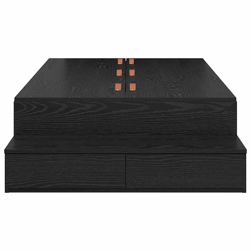 Opbergbedframe met lade Zwart Eiken 90 cm Bewerkt hout is nu te koop bij PeponiXL, paradijselijk wonen!