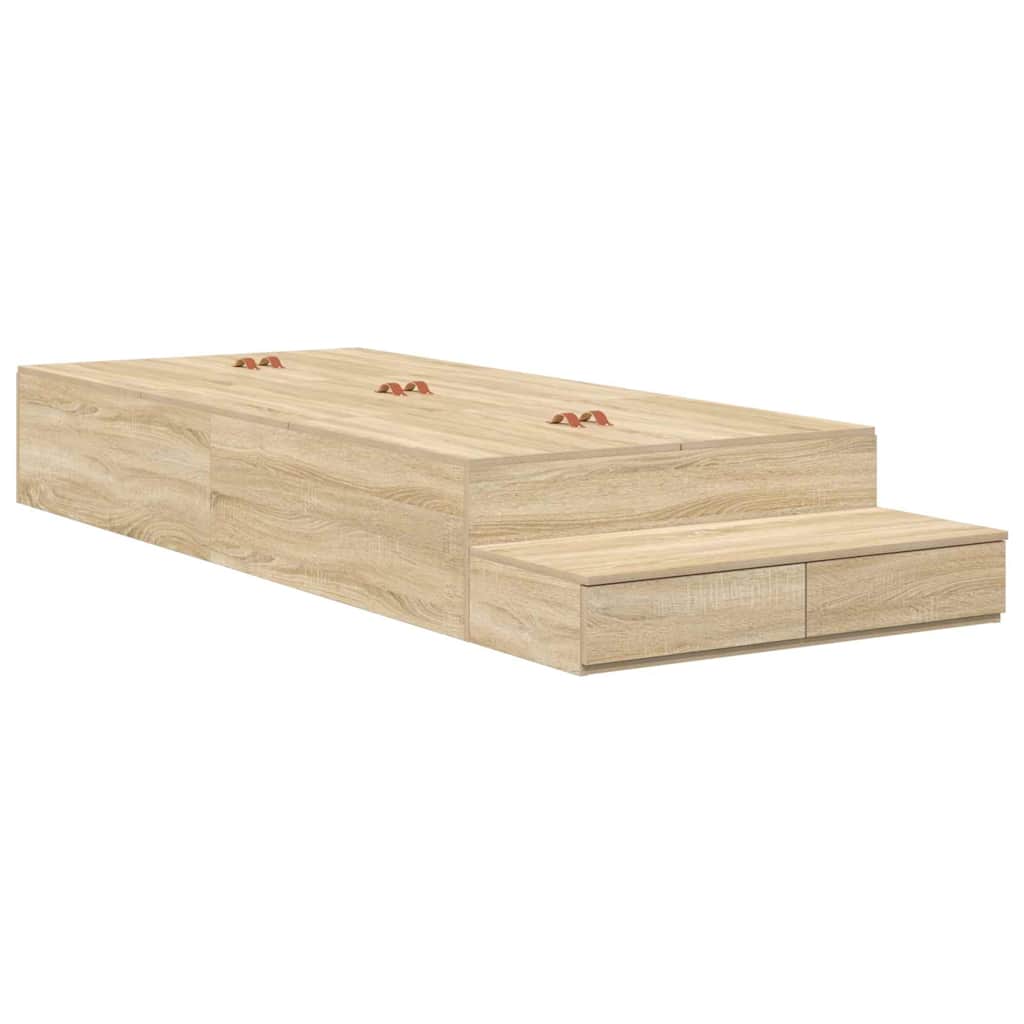Opbergbedframe met lade Sonoma Eiken 90 cm Bewerkt hout