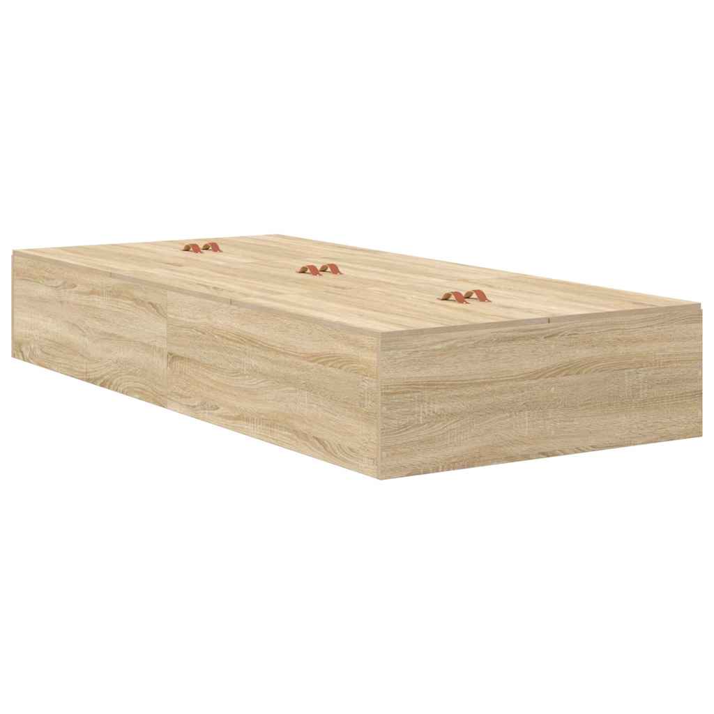 Opbergbedframe met lade Sonoma Eiken 90 cm Bewerkt hout