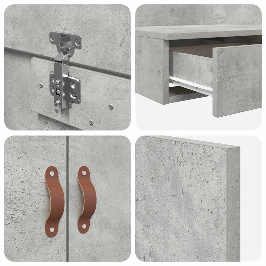 Opbergbedframe met lade Beton Grijs 90 cm Bewerkt hout