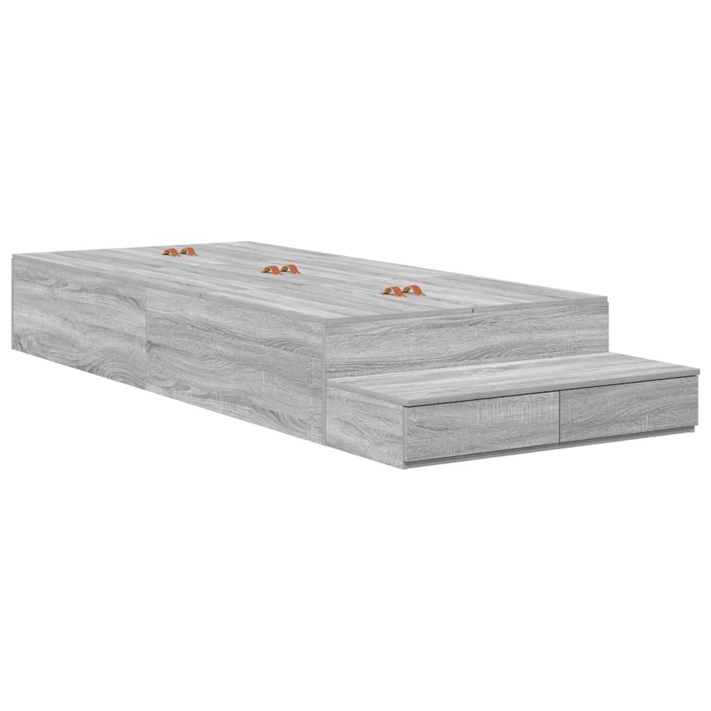 Opbergbedframe met lade Grijs Sonoma 90 cm Bewerkt hout