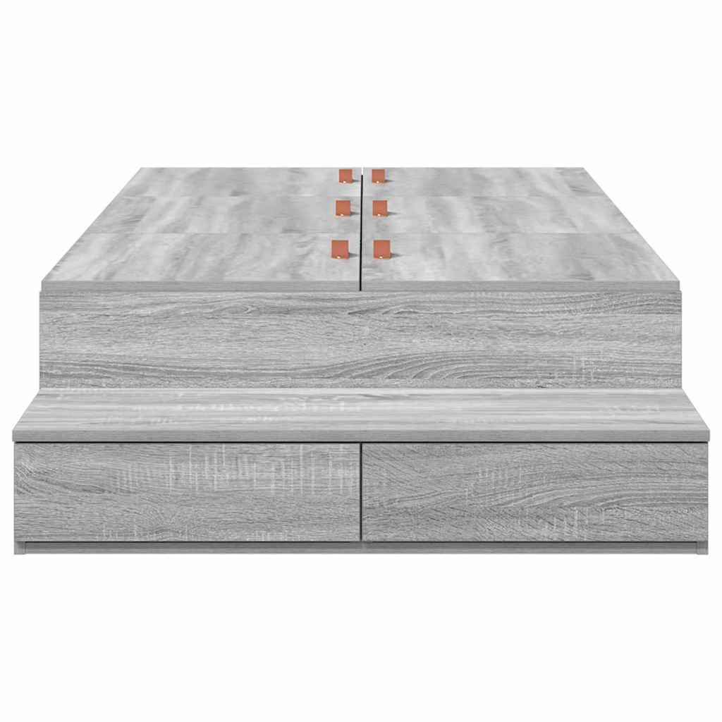 Opbergbedframe met lade Grijs Sonoma 90 cm Bewerkt hout