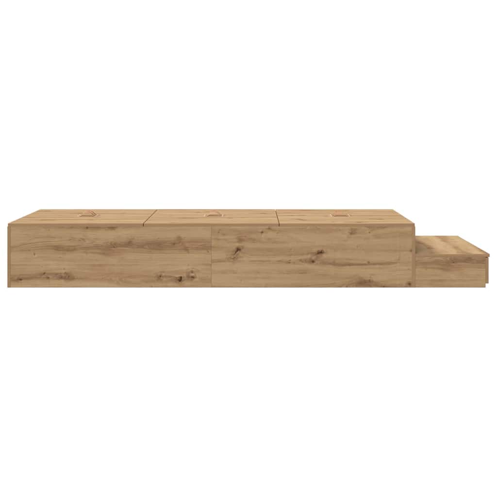 Opbergbedframe met lade Artisan Eiken 90 cm Bewerkt hout