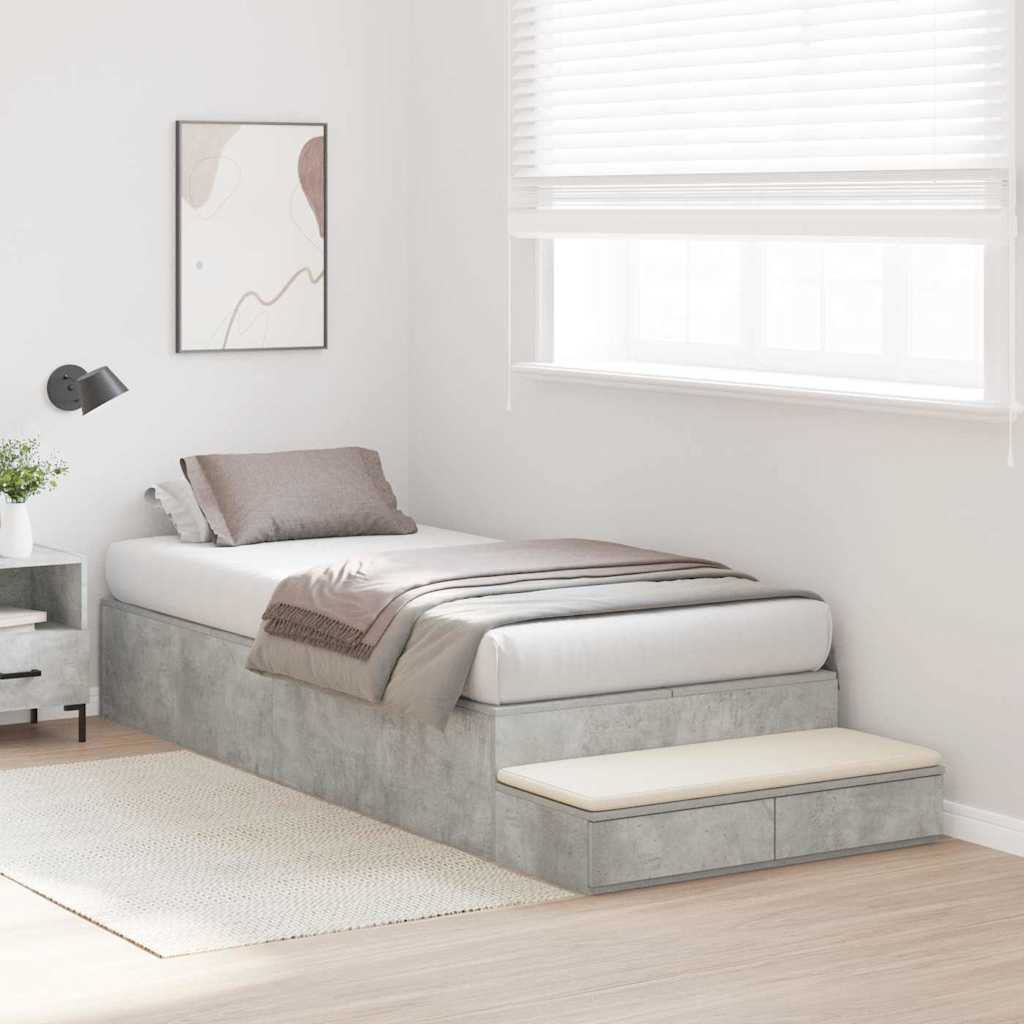 Opbergbedframe met lade Beton Grijs 100 cm Bewerkt hout is nu te koop bij PeponiXL, paradijselijk wonen!
