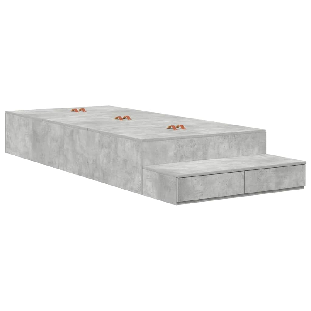 Opbergbedframe met lade Beton Grijs 100 cm Bewerkt hout is nu te koop bij PeponiXL, paradijselijk wonen!
