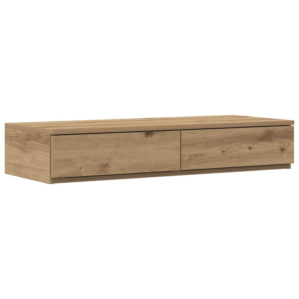 Opbergbedframe met lade Artisan Eiken 100 cm Bewerkt hout