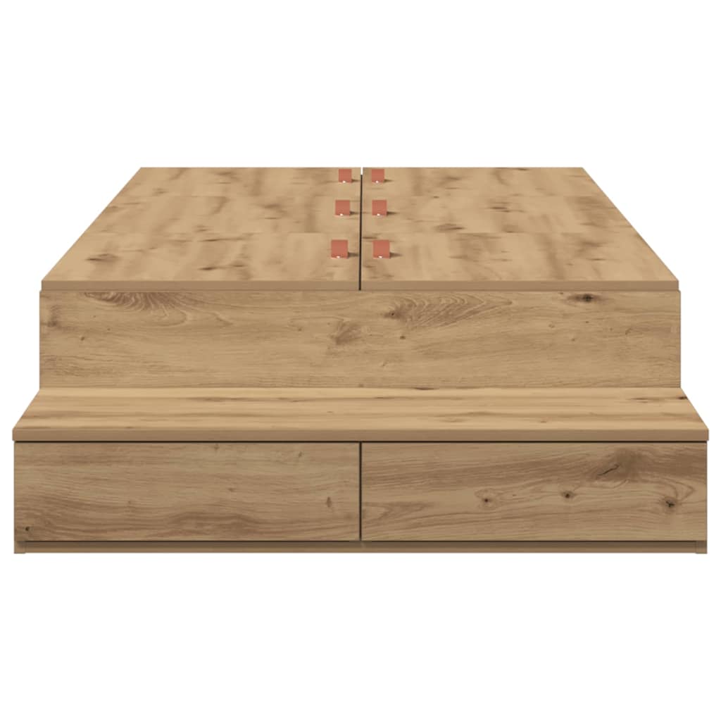 Opbergbedframe met lade Artisan Eiken 100 cm Bewerkt hout