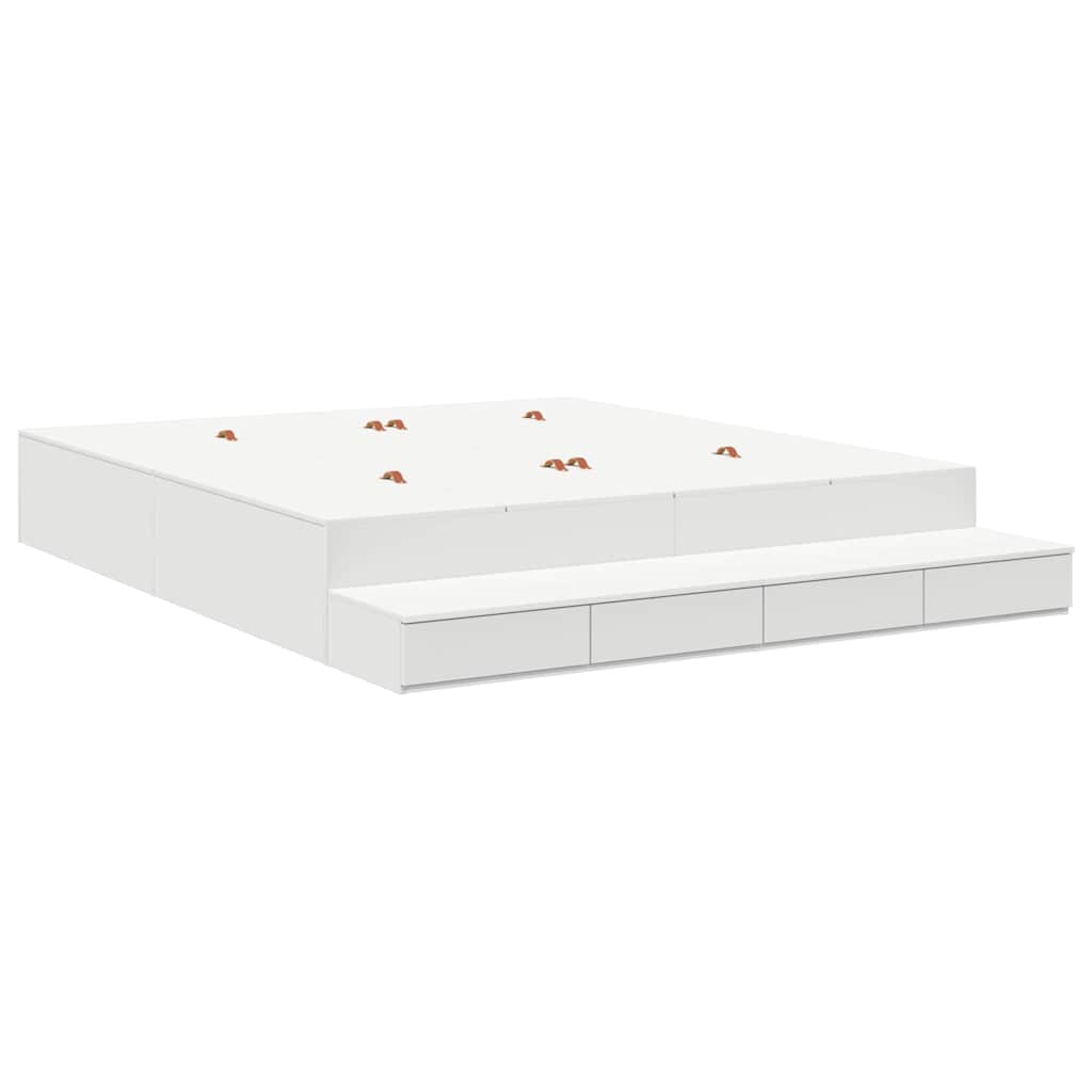 Opbergbedframe met lade met opslag Wit 200 cm Bewerkt hout is nu te koop bij PeponiXL, paradijselijk wonen!