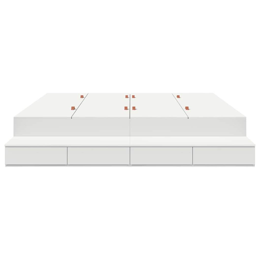 Opbergbedframe met lade met opslag Wit 200 cm Bewerkt hout is nu te koop bij PeponiXL, paradijselijk wonen!